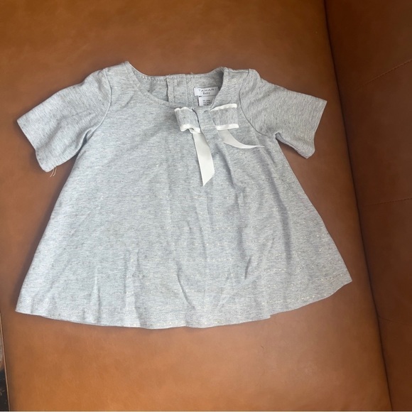 Tahari Baby Girls Size 24 Months Gray Short Sleeve Tunic Dress  with Gold Dots - Picture 3 of 7